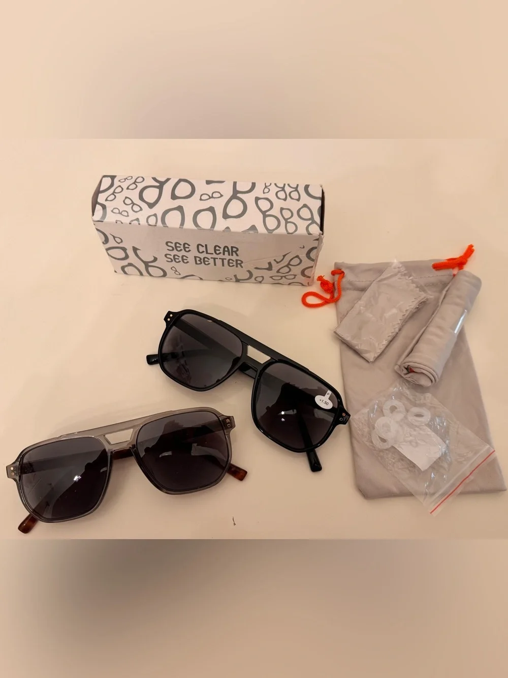 Black Reading Sunglasses - Polarized Aviator Style